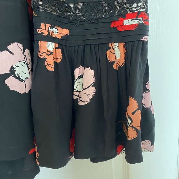 Rochas Black Floral Printed Silk Lace midi dress - Picture 6 of 7